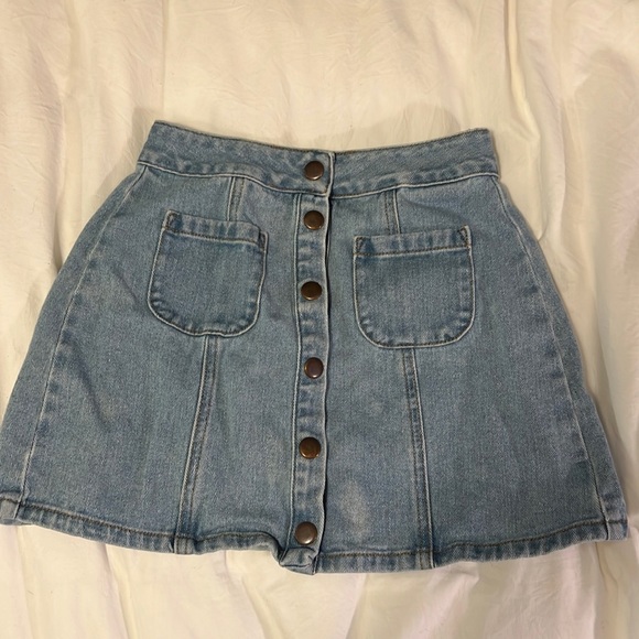 Brandy Melville Denim Button Down Mini Skirt- OS - Picture 1 of 5